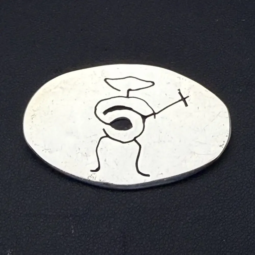 Mexican Mexico Artisan Signed Sterling Silver Pin Brooch Earrings Guitar Player